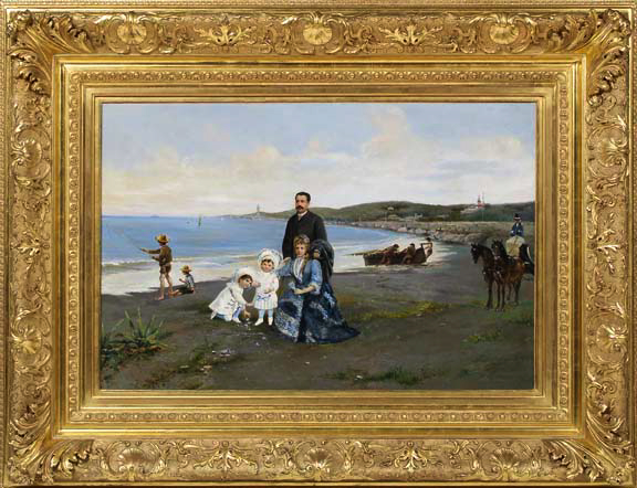 Appraisal: Georges Croegaert Belgian - Une Famille Sur La Plage Trouville