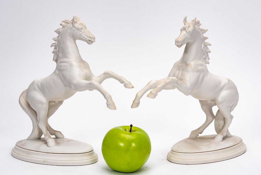 Appraisal: Pair Boehm Arabian Stallion Figurines on Stands Boehm American founded