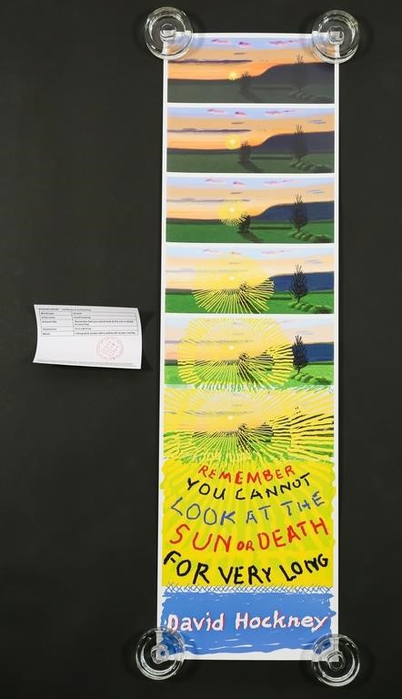 Appraisal: DAVID HOCKNEY OFFSET LITHOGRAPH WITH SILKSCREENDavid Hockney British b Remember