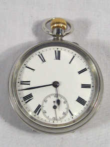 Appraisal: A nickel plated English pocket watch with full plate English