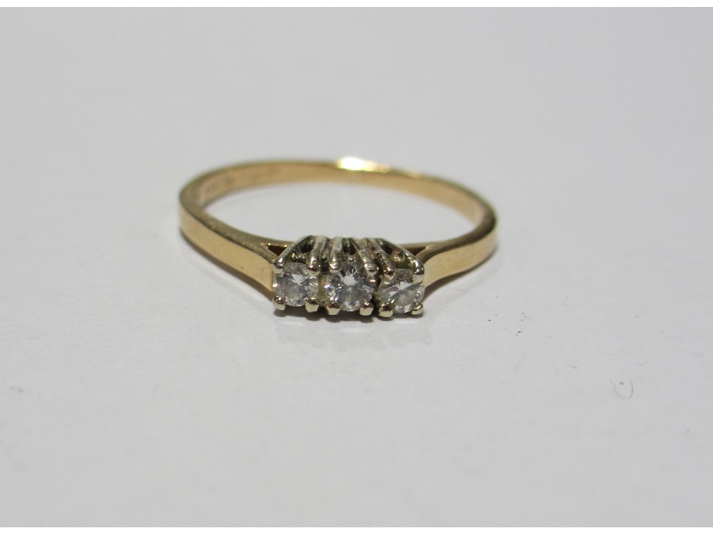 Appraisal: Fourteen carat gold diamond three stone ring