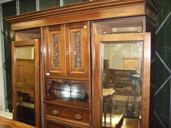 Appraisal: Triple Edwardian mahogany wardrobe