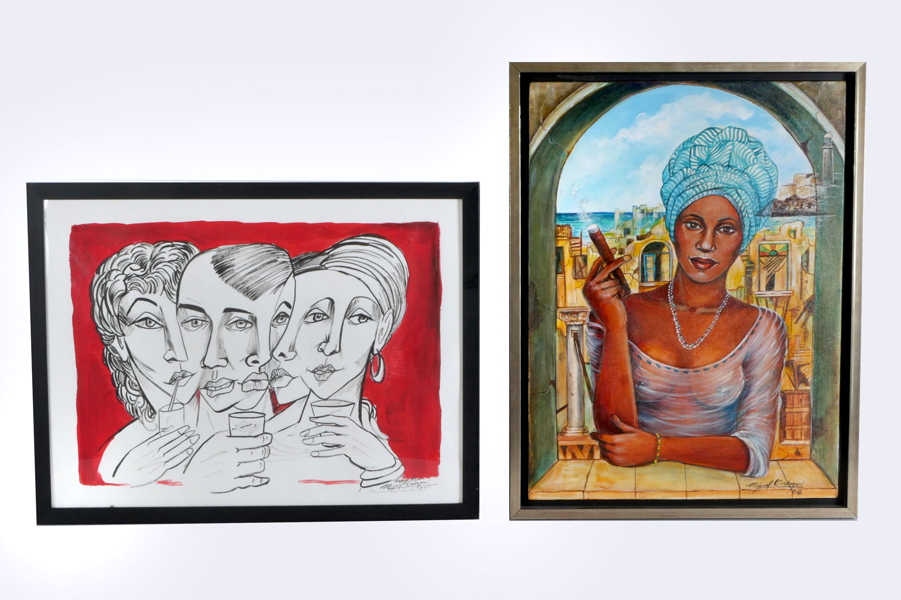 Appraisal: ORDOQUI Miguel Cuban b Two Artworks ''Regla Maria de le