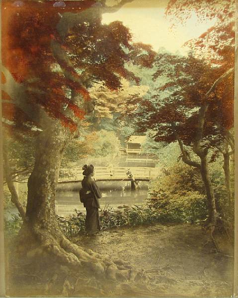 Appraisal: Kusakabe Kimbei - An large hand-tinted photograph Albumen print depicting