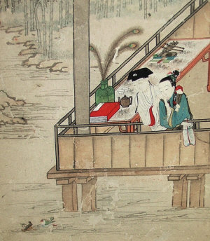 Appraisal: Chinese school th century- Couple watching ducks on the water