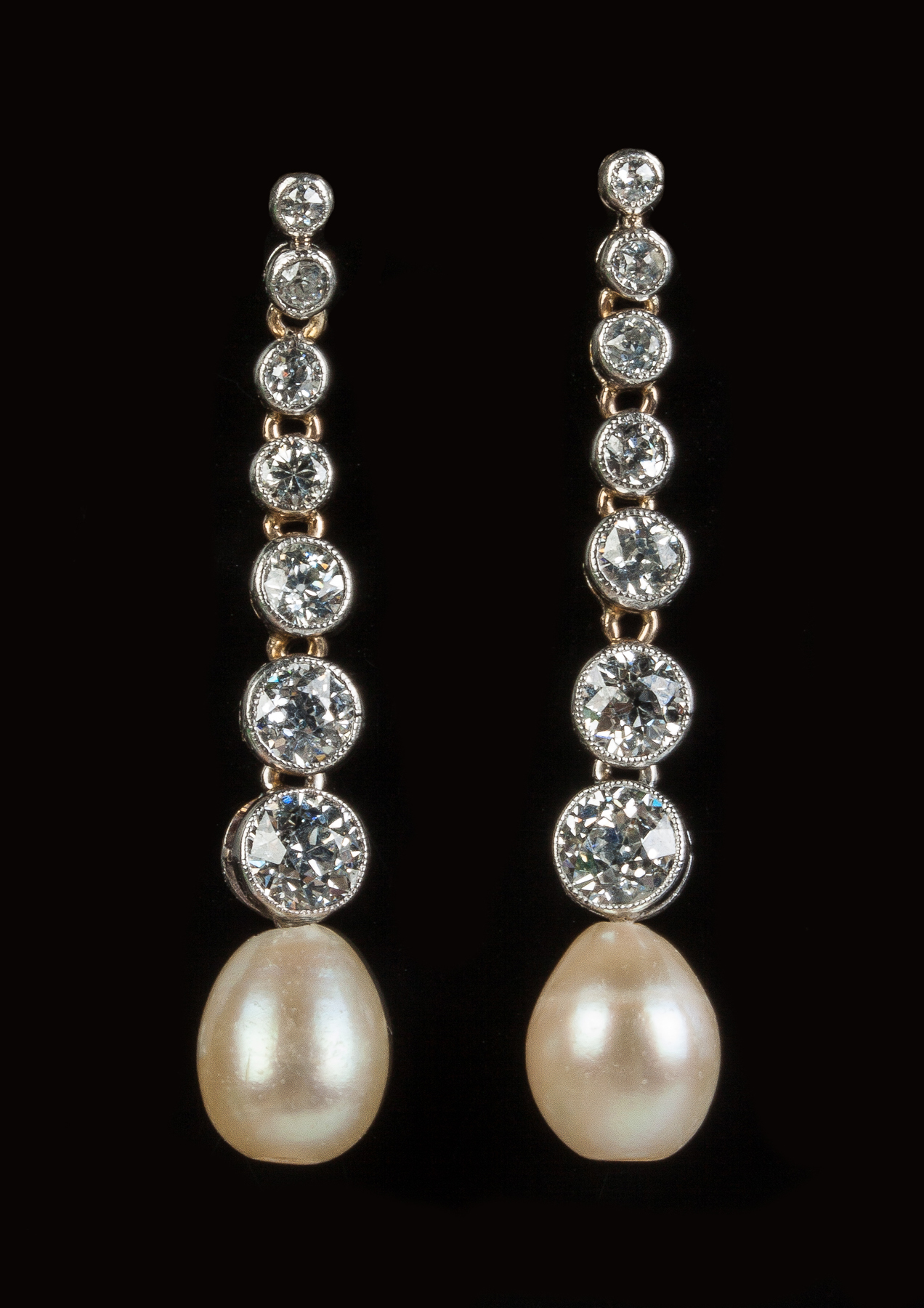 Appraisal: Vintage Diamond and Pearl Drop Style Earrings k white K