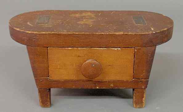 Appraisal: Unusual small stool with a drawer th c As found