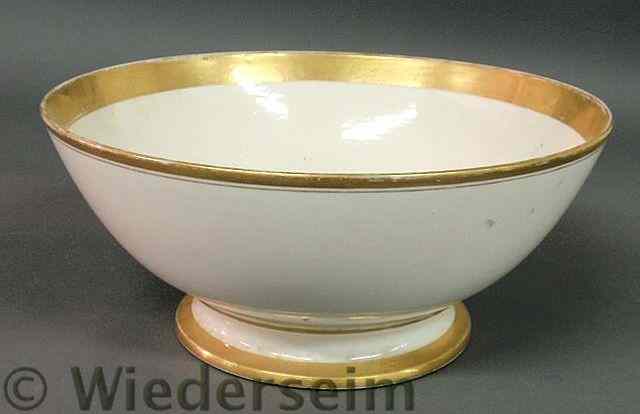 Appraisal: Large French porcelain punchbowl late th c with gilt decoration