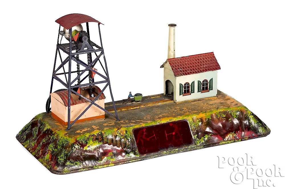 Appraisal: Bing coal mine steam toy accessory Bing painted and lithograph