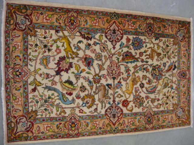 Appraisal: Tabriz Persian Handmade Rug gorgeous flowering vine decor with birds