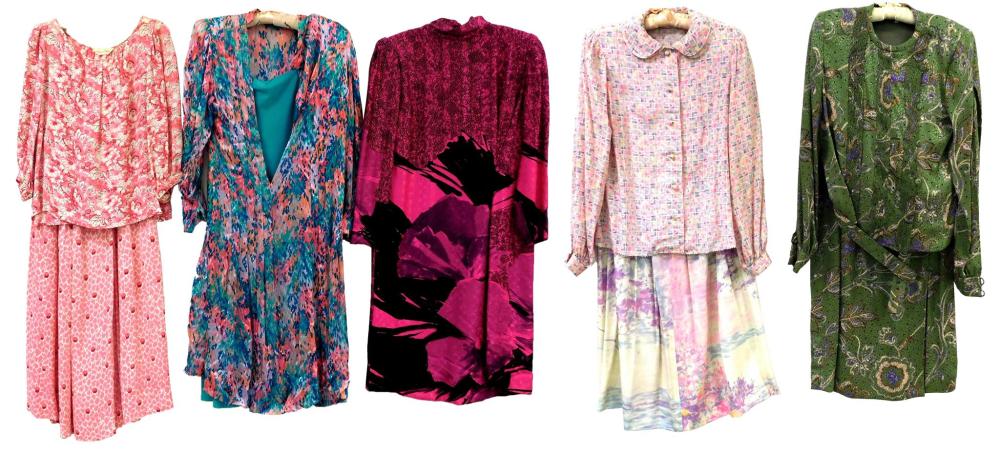 Appraisal: VINTAGE CLOTHING Five designer pieces including an Oscar de la