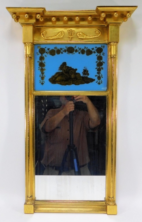 Appraisal: FINE C RHODE ISLAND FEDERAL GILT HOPE MIRROR Rhode Island