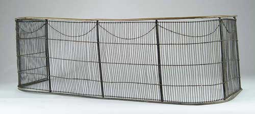 Appraisal: TH CENTURY IRON AND BRASS FIREPLACE FENDER Nice wire work