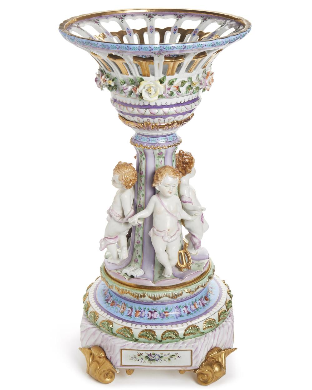 Appraisal: A Limoges porcelain centerpiece Second-quarter th Century France Marked to