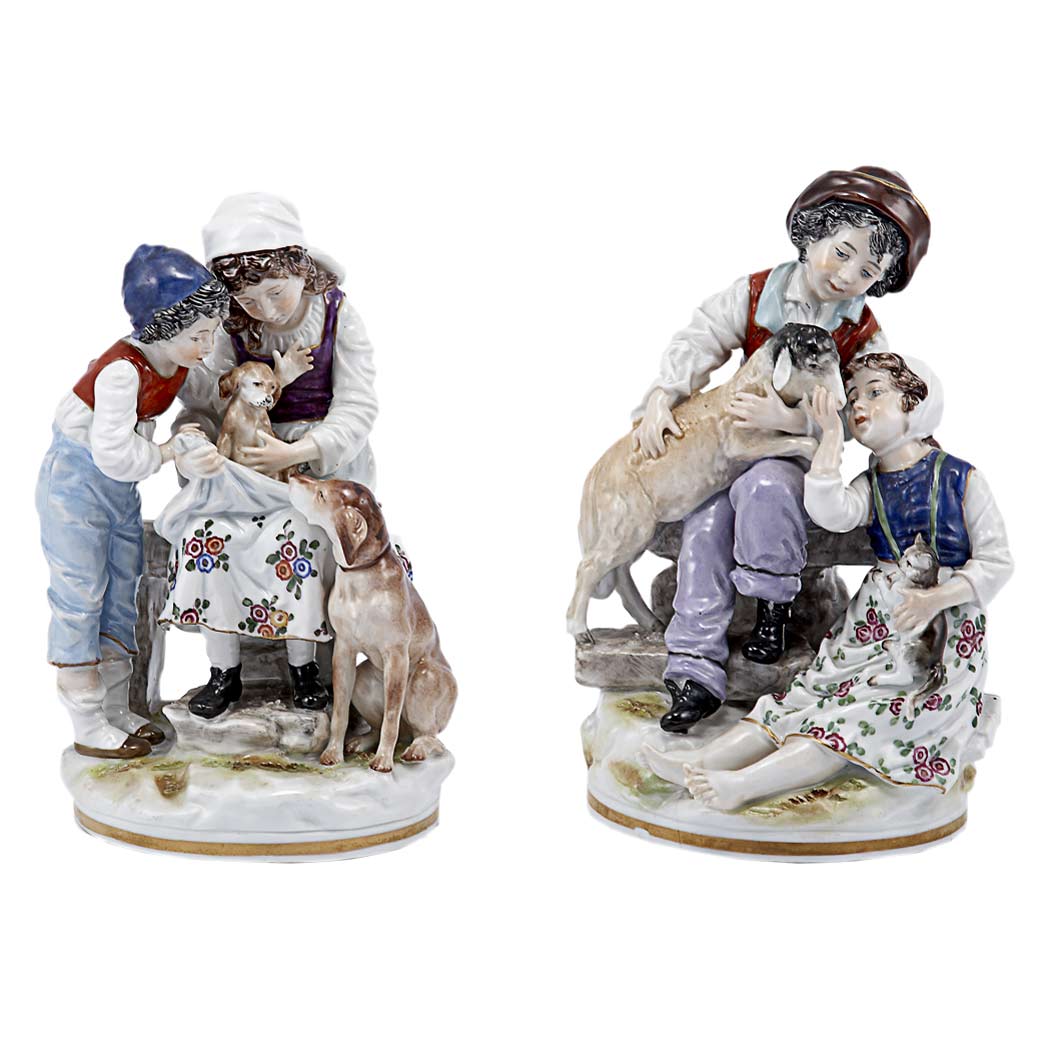 Appraisal: Pair of Dresden Porcelain Figural Groups of Children Height of