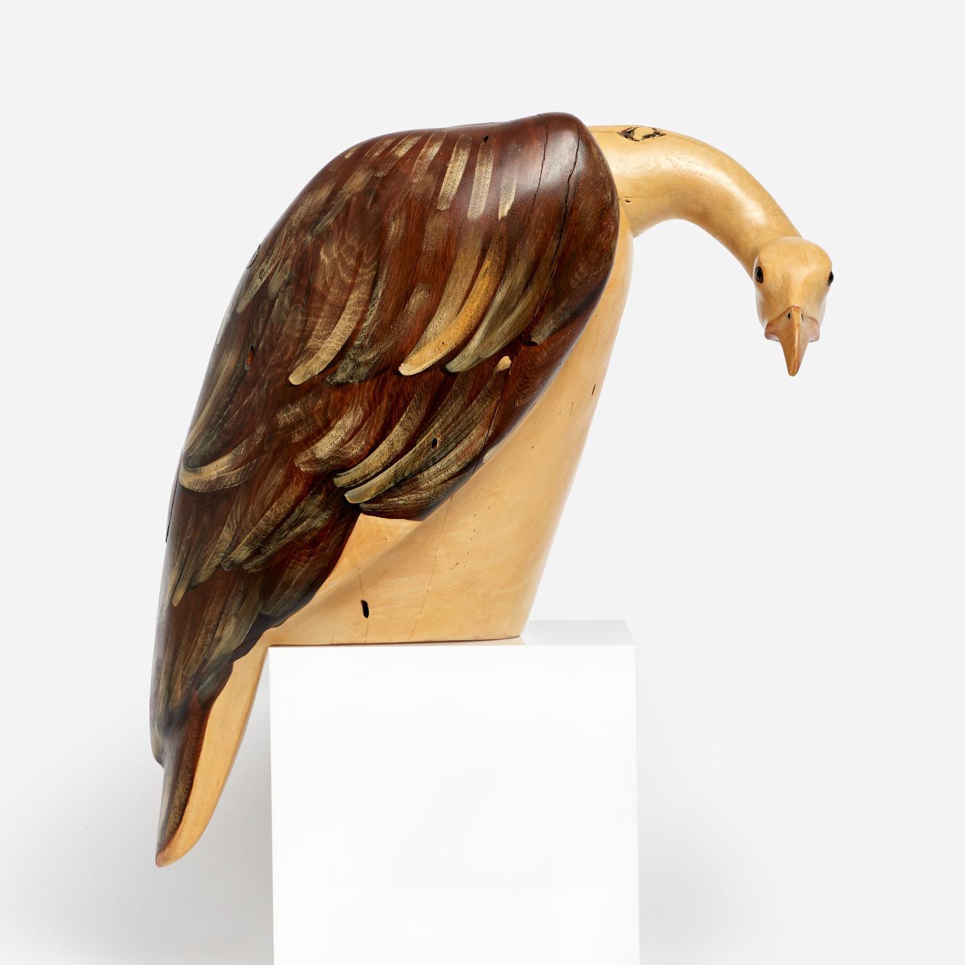 Appraisal: NANCY DENNIS BRADY VULTURE WOOD CARVING Dennis Nancy Brady American