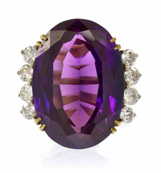 Appraisal: A Karat Yellow Gold Synthetic Sapphire and Diamond Ring containing