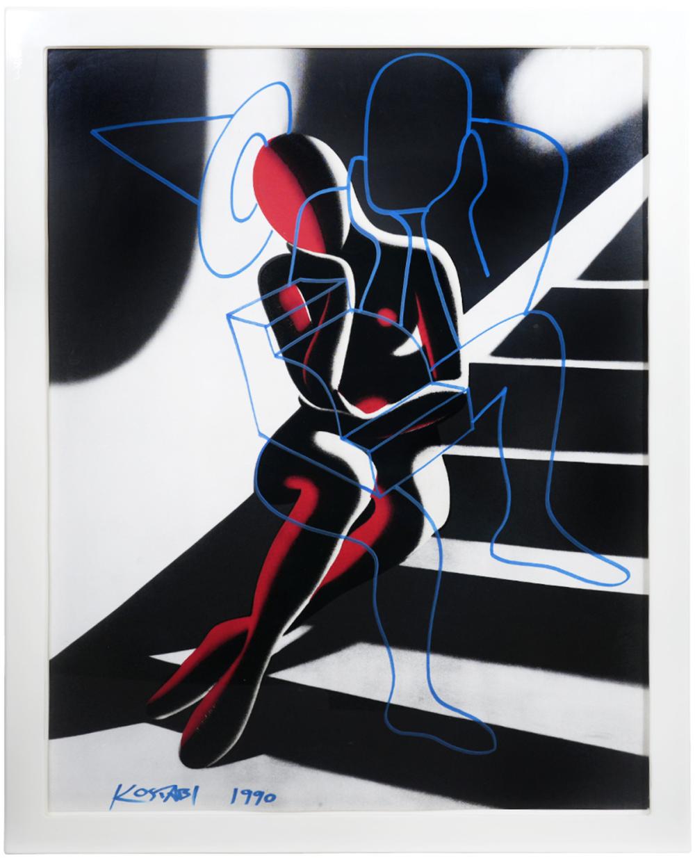 Appraisal: MARK KOSTABI 'FACELESS FEMALE ON STAIRCASE'Kalev Mark Kostabi American Born