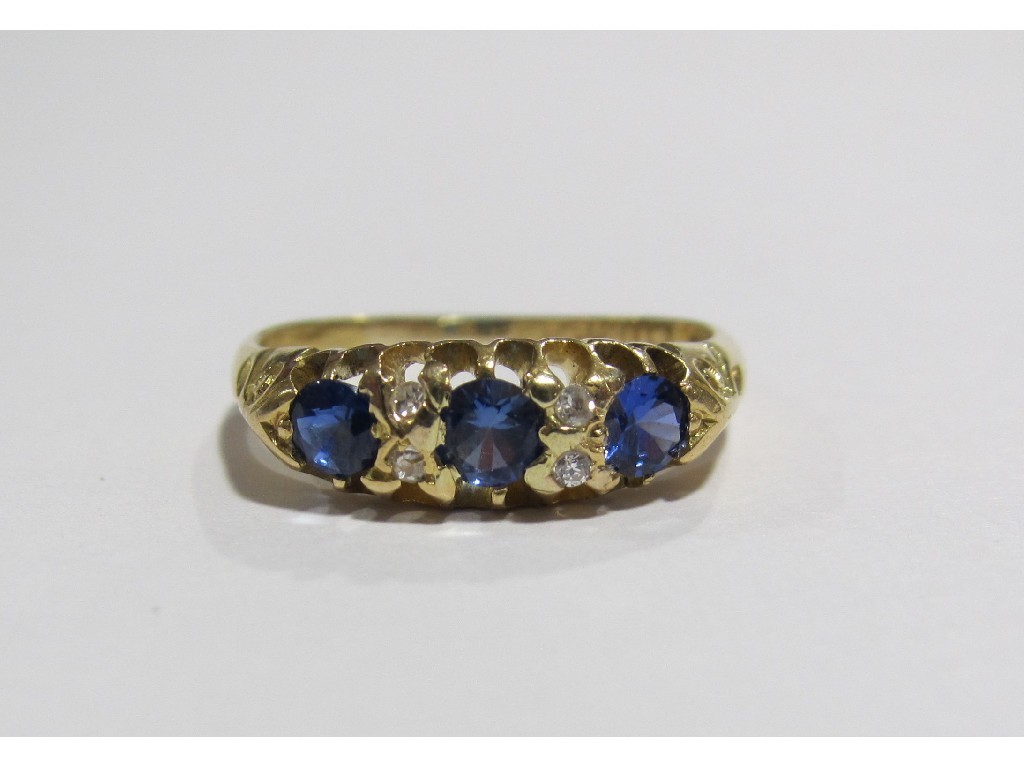 Appraisal: A Victorian ct gold sapphire and diamond set seven stone