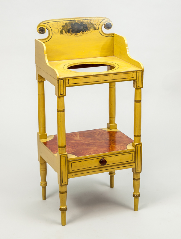 Appraisal: AMERICAN STENCILED AND YELLOW PAINTED WASHSTAND x x in Provenance