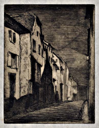 Appraisal: JAMES A M WHISTLER Street at Saverne Etching on antique