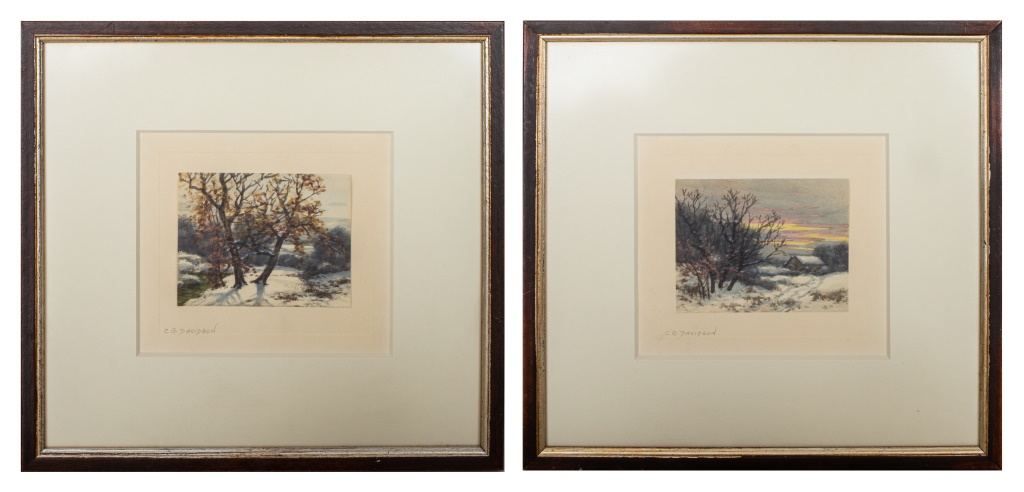 Appraisal: C G DAVIDSON WINTER LANDSCAPE WATERCOLORS Two Charles Grant Davidson