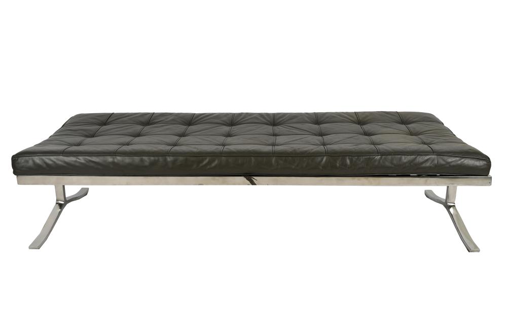 Appraisal: NICOS ZOGRAPHOS BENCH DAYBEDblack leather and polished stainless steel unsigned