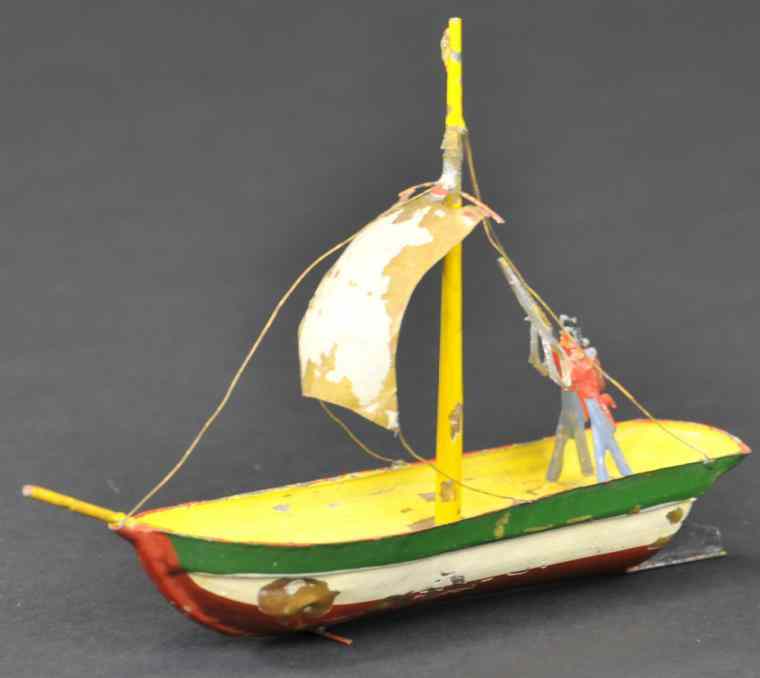 Appraisal: BUCHNER SAILBOAT Germany early th century sailboat toy with two