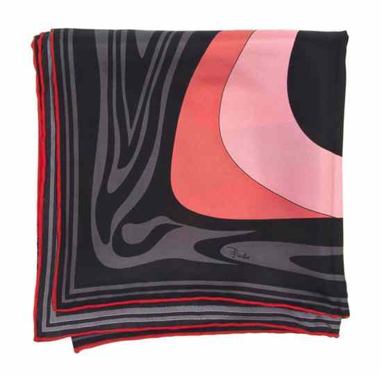 Appraisal: An Emilio Pucci Silk Scarf in a red pink and