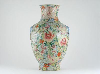 Appraisal: A large Chinese mille fleurs baluster vase the base with