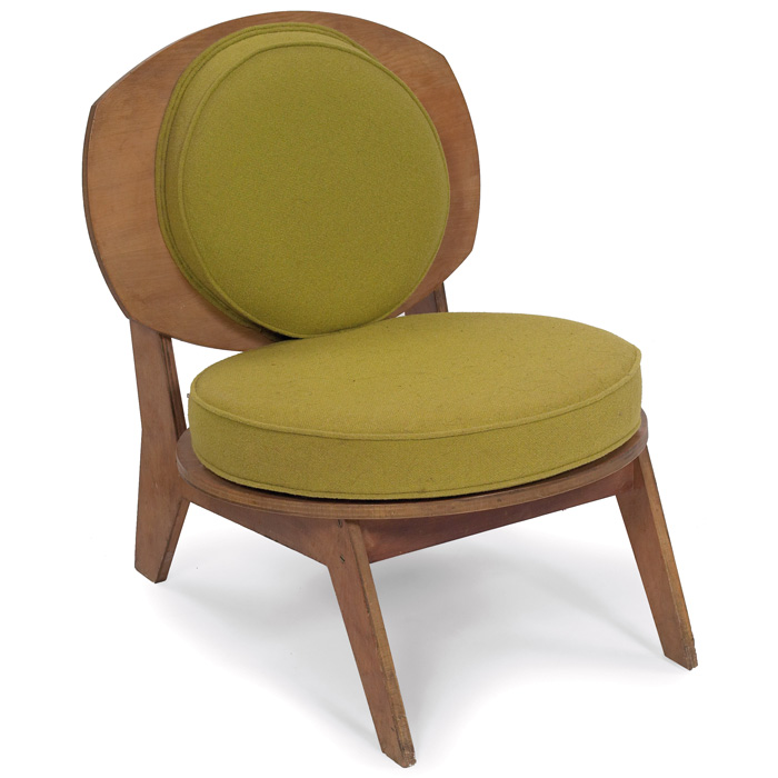 Appraisal: Dean Bryant Vollendorf chair s plywood original green wool backrest