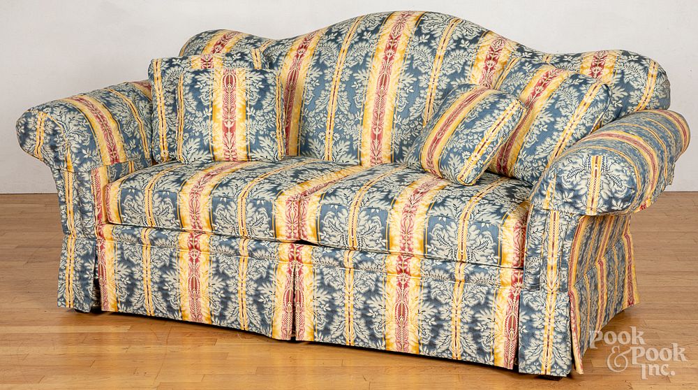 Appraisal: Silk upholstered sofa l Provenance The Col Silk upholstered sofa