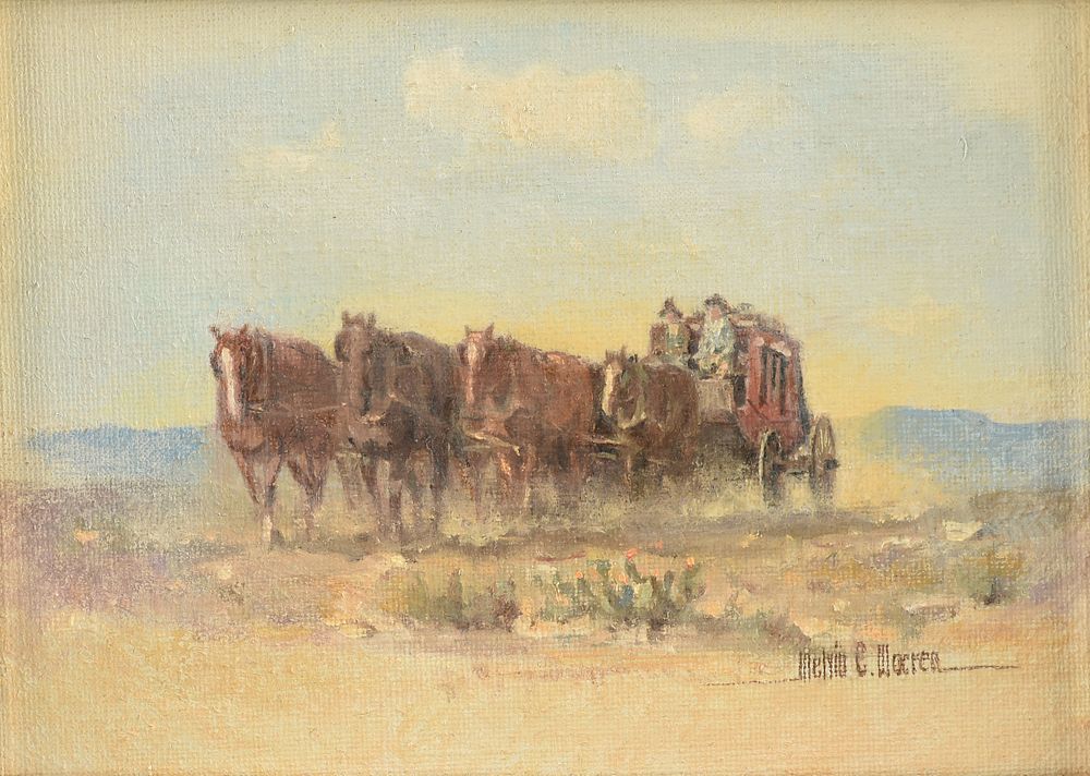 Appraisal: MELVIN CHARLES WARREN American Texas - A PAINTING Stagecoach MELVIN