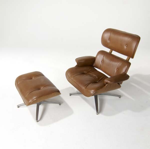 Appraisal: STYLE OF EAMES Lounge chair and ottoman in teak bentwood