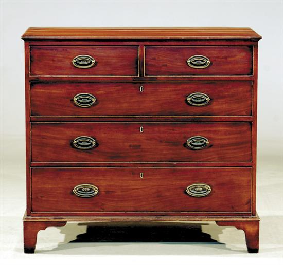 Appraisal: English mahogany chest of drawers circa rectangular molded top over