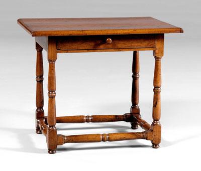 Appraisal: Virginia baroque stretcher-base table cherry with yellow pine and walnut