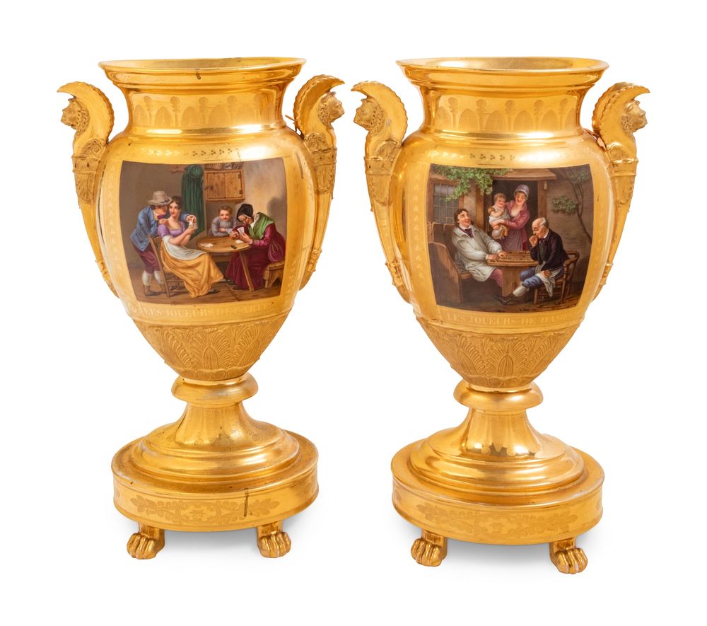 Appraisal: A Pair of Paris Porcelain Vases A Pair of Paris