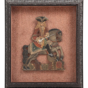 Appraisal: An English Wax Picture of a Gentleman on Horseback Late