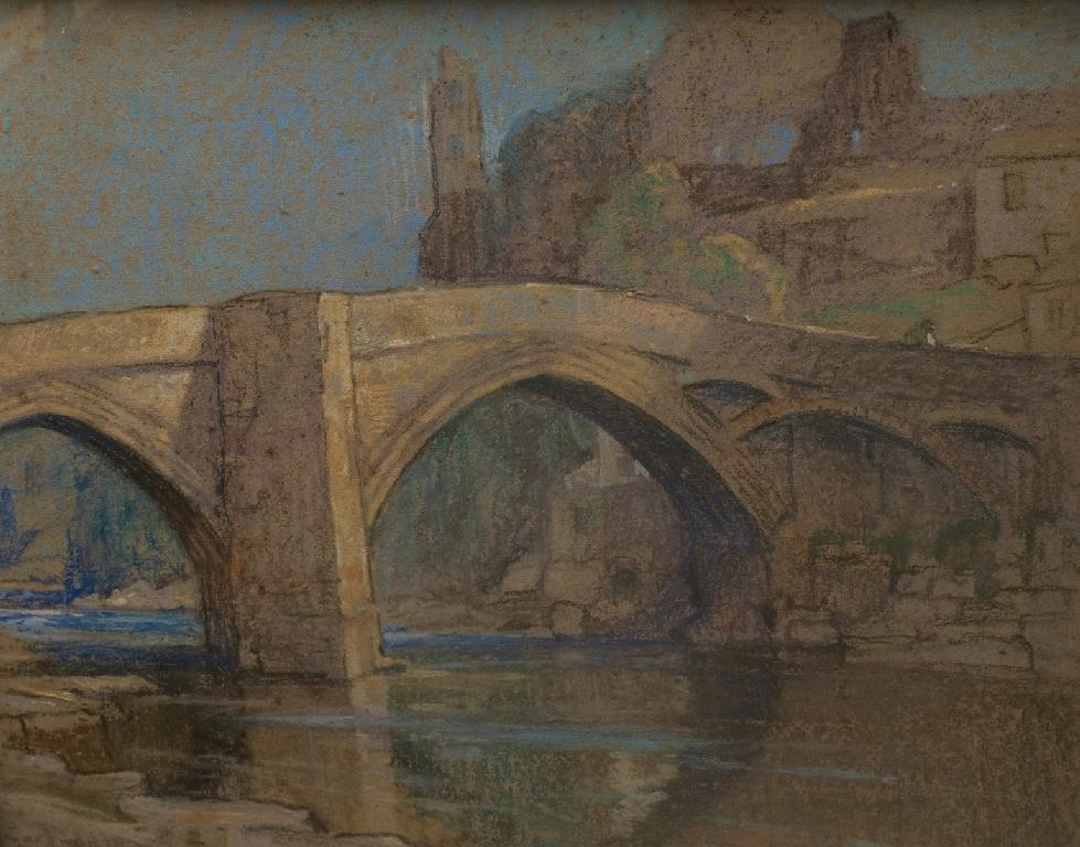 Appraisal: THE COUNTY BRIDGE BARNARD CASTLE PASTEL signed Redworth cm by