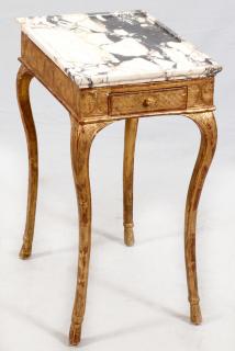 Appraisal: FLORENTINE WHITE MARBLE AND GILT END TABLE FLORENTINE WHITE MARBLE