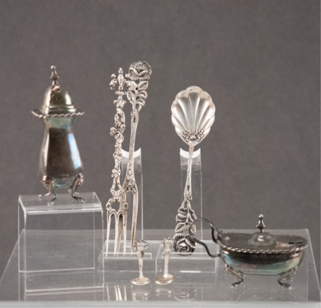 Appraisal: German Silver Items To include utensils salt cellar and a