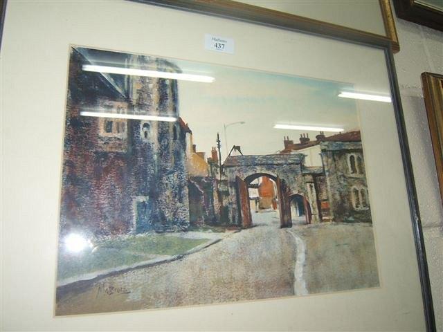 Appraisal: Matt Bruce th Century - Gateway in a town watercolour