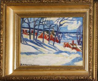 Appraisal: Dorethea A Dreier American - Winter Farm landscape in gilt