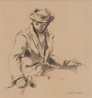 Appraisal: ANDR E RUELLAN Figure Study for Market Place Charcoal on