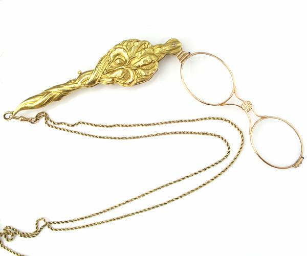 Appraisal: A k gold lorgnette with chain