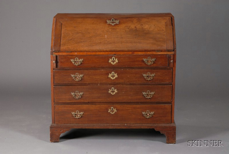 Appraisal: George III Mahogany Slant-lid Desk last quarter th century fitted