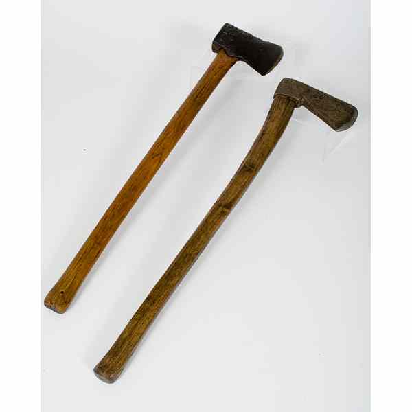 Appraisal: European And US Early Wrought Iron Axes Two early wrought