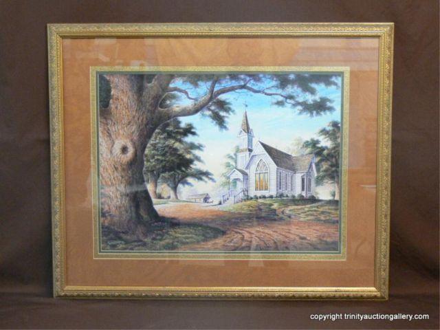 Appraisal: Country Cathedral Print by Souders - Framed - Old style