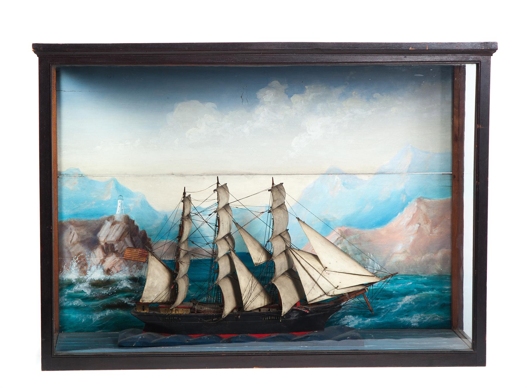 Appraisal: AMERICAN SHIP DIORAMA Late th century Fully rigged sailing ship