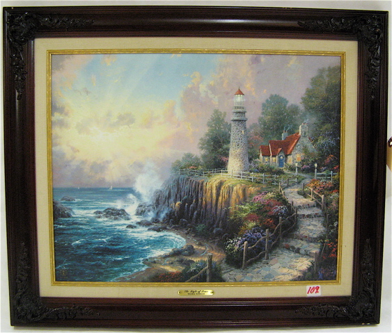 Appraisal: THOMAS KINKADE LIMITED EDITION COLOR PRINT ON MASONITE hand crafted